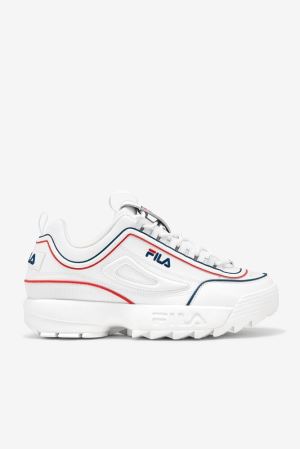 FILA Disruptor 2 Contrast Piping Sneakers White / Navy / Red,Mens Shoes | CA.VWIJUR530